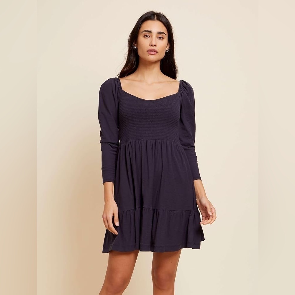Nation LTD Noel Tiered Babydoll Mini Dress - Navy Blue - Size Medium